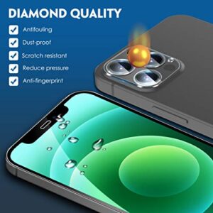 UniqueMe [5 Pack] Screen Protector Compatible With iPhone 12 Pro Max 6.7 [Not for iPhone 12 Pro], 3 Pack Clear Tempered glass and 2 pack Camera Lens Protector, [Installation Frame][Precise Cutout]