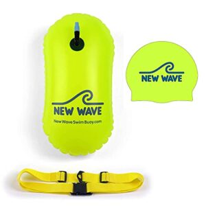 new wave swim bubble & swim cap bundle - fluorescent green