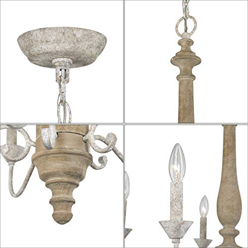 LOG BARN Farmhouse Chandelier for Dining Room, French Country Chandeliers for Living Room, Bedroom, 5-Light, 23.5” Dia