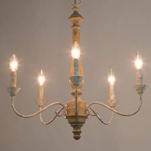 LOG BARN Farmhouse Chandelier for Dining Room, French Country Chandeliers for Living Room, Bedroom, 5-Light, 23.5” Dia