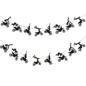 motorcycle theme banner garland party supplies for man's or boy's birthday & riding party room wall decorations