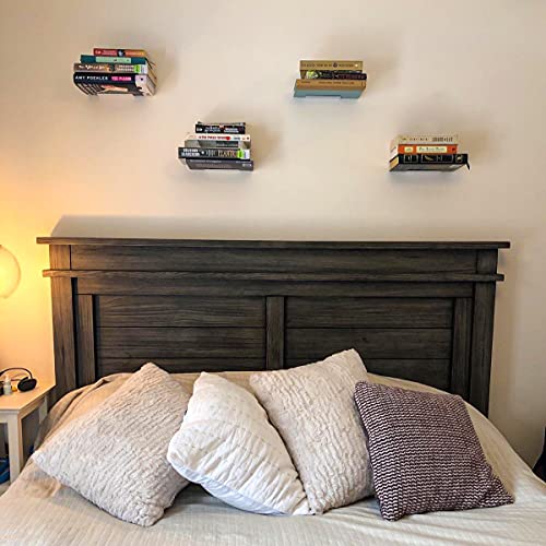 Eapele Floating Book Shelves for Wall, Steel Constructed Hidden Bookshelf with Mounting Hardware (Grey, 4pcs)