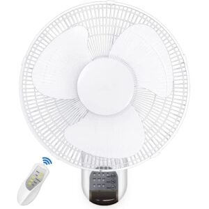 healsmart 16-inch digital wall mount oscillating fan w/remote,white,1 pack