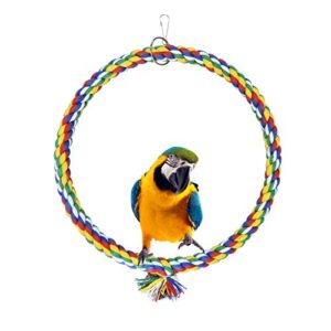 wishlotus bird swing, cage hanging toys cotton rope swing bite resistance perches toy parrot toy boredom breaker for budgie, cockatiels, conures, finches, small parakeets (25cm)