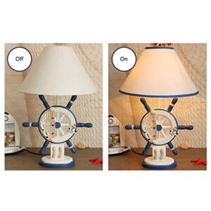 Useful Mediterranean Style Wood Table Lamp LED Eye-caring Modern Bedside Desk Lamps for Bedroom Living Room Writing Reading E27 Bulb Desk lamp (Color : 1)