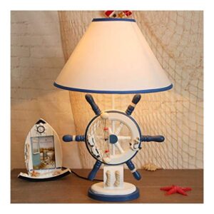 useful mediterranean style wood table lamp led eye-caring modern bedside desk lamps for bedroom living room writing reading e27 bulb desk lamp (color : 2)