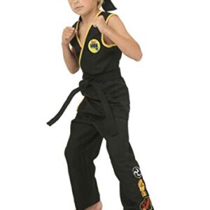 Kids Black Cobra Kai Costume Boys, Sleeveless Karate Gi Uniform Halloween Outfit X-Small