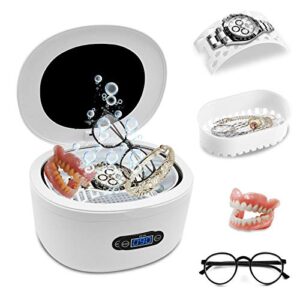 ultrasonic jewelry cleaner -silver cleaner for jewelry rings eyeglasses watches coins tools razors earrings necklaces dentures,waterproof with five digital timer and 25 ounces tank