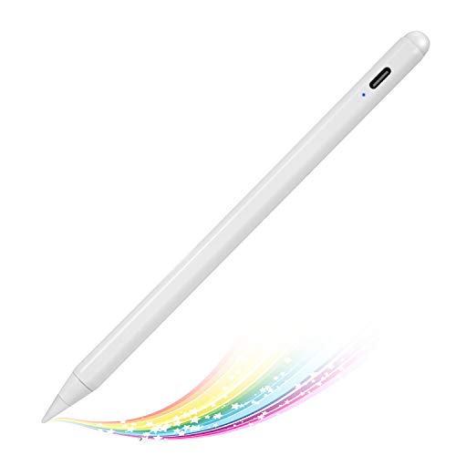 2022 iPad 8th/9th/10th Generation 10.2" Stylus Pencil with Tilt and Palm Rejection,Type-C Recharge and 1.5mm Fine Point Pen Compatible with Apple iPad,White