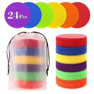 24 Pcs Carpet Standing Dot Spot Carpet Spots for Classroom, Carpet Dot Spot Markers with Hook and Loop Adhesion, Colorful Carpet Circles Floor Dots, Ideal for Kindergarten and School