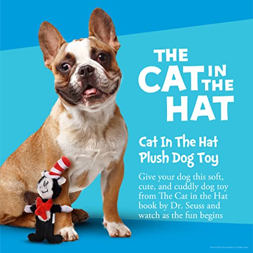 Dr. Seuss for Pets The Cat in The Hat Figure Plush Dog Toy | Small Dog Toys, 6 Inch Dog Toy The Cat from The Cat in The Hat | Red, White, and Black Stuffed Animal Dog Toy from Dr Seuss Collection