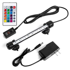 ikefe 7.5" color changing led fish tank aquarium submersible light with remote / colored aquarium led tank lights fixture for underwater decorations, plant grow, saltwater freshwater fish, kr5007
