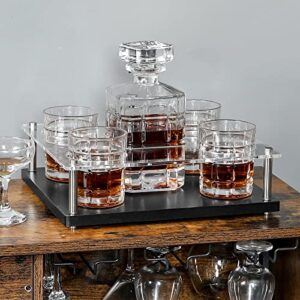 Whiskey Decanter Set With Glasses, Whiskey Glasses Set of 4 with Wooden Base,Crystal Wine Decanter for Men 750ML