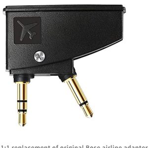 Xivip 3.5mm QC45 Airplane Headphone Adapter Compatible with Bose Quiet Comfort QC45 QC3 QC25 QC35 QC20 AE2 Headphones (Black)