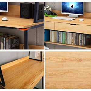 Modern Computer Desk with Hutch and 2 Drawers,Sturdy Office Desk Pc Laptop Desk Notebook Study Writing Table for Home Office Workstation