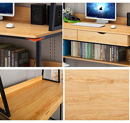 Modern Computer Desk with Hutch and 2 Drawers,Sturdy Office Desk Pc Laptop Desk Notebook Study Writing Table for Home Office Workstation