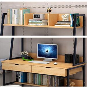 Modern Computer Desk with Hutch and 2 Drawers,Sturdy Office Desk Pc Laptop Desk Notebook Study Writing Table for Home Office Workstation