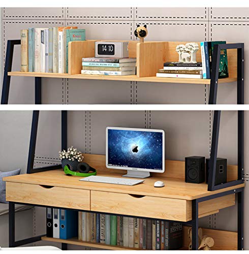 Modern Computer Desk with Hutch and 2 Drawers,Sturdy Office Desk Pc Laptop Desk Notebook Study Writing Table for Home Office Workstation