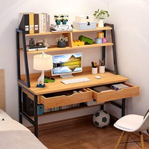 Modern Computer Desk with Hutch and 2 Drawers,Sturdy Office Desk Pc Laptop Desk Notebook Study Writing Table for Home Office Workstation