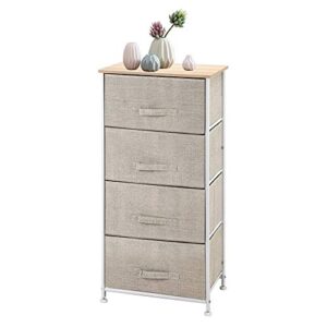 byouth 4-tier dresser tower, fabric drawer organizer with 4 easy pull drawers with metal frame,wooden tabletop for living room, closet (linen)