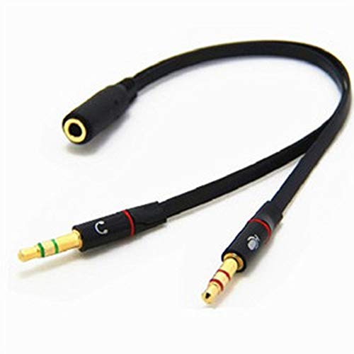 MOHALIKO Headphone Adapter 3.5 mm, 3.5mm Stereo Female to 2 Male Headset Mic Y Splitter Adapter Audio Cable for PC for All Kinds of Music Equipment