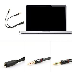 MOHALIKO Headphone Adapter 3.5 mm, 3.5mm Stereo Female to 2 Male Headset Mic Y Splitter Adapter Audio Cable for PC for All Kinds of Music Equipment