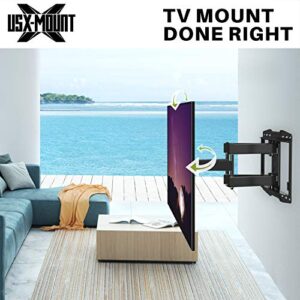 USX MOUNT Full Motion TV Wall Mount for Most 37-75 inch TV, Swivel and Tilt TV Mount with Dual Articulating Arms, Wall Mount TV Bracket Up to 132lbs, VESA 600x400mm, 16" Wood Studs, XML019