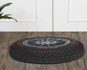 better trends tire collection is strong, easy to clean and multipurpose garage rug, 100% rubber in vibrant design, 16" x 32" rectangle, silver & copper