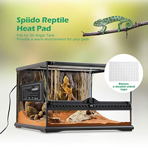 Spiido MET Certified Reptile Heat Pad - Adjustable Temperature Under Tank Heater for 10-20gal/30-40gal Tank, Terrarium Heat Mat for Turtle/Snake/Lizard/Frog/Spider/Plant Box