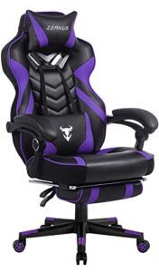 purple gaming chair, reclining computer chair with footrest, high back gamer chair with massage, large computer gaming chair, racing style desk chair for gaming, big and tall gaming chairs for adults