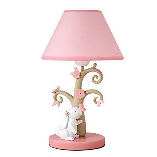 Useful Rabbit Table Lamp for Kids Creative Sweet Cute Bedtime Nightstand Eye-caring Desk Lamps for Children Girls Bedroom Reading Gift Desk lamp (Color : Pink Lampshade)