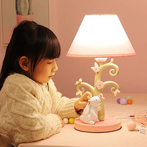 Useful Rabbit Table Lamp for Kids Creative Sweet Cute Bedtime Nightstand Eye-caring Desk Lamps for Children Girls Bedroom Reading Gift Desk lamp (Color : Pink Lampshade)