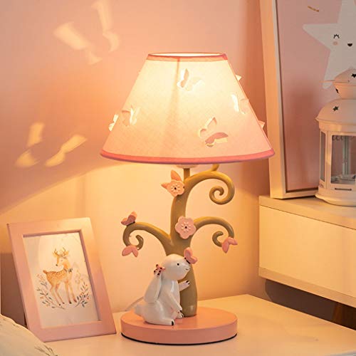 Useful Rabbit Table Lamp for Kids Creative Sweet Cute Bedtime Nightstand Eye-caring Desk Lamps for Children Girls Bedroom Reading Gift Desk lamp (Color : Pink Lampshade)