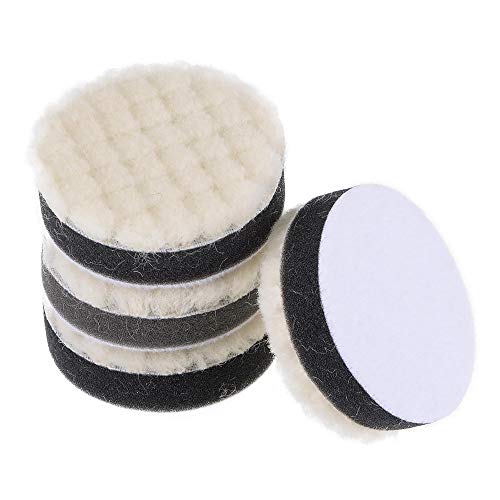 uxcell 2" Wool Felt Sponge Polishing Pad Hook and Loop Buffing Wheel Medium Polishing for Orbital Polisher Buffer 4 Pcs