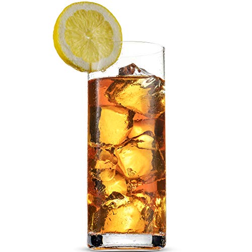 Highly Durable Drinking Glasses Set of 6, 14 Ounce Highball Glasses for Cocktails, Coffee Bar Accessories,Tall Cocktail Glasses, Collins Glasses, Beer Glass, Glass Cups for Iced Coffee, Glass Beer Mug