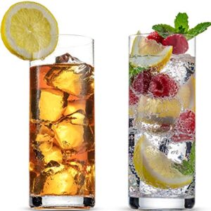 Highly Durable Drinking Glasses Set of 6, 14 Ounce Highball Glasses for Cocktails, Coffee Bar Accessories,Tall Cocktail Glasses, Collins Glasses, Beer Glass, Glass Cups for Iced Coffee, Glass Beer Mug