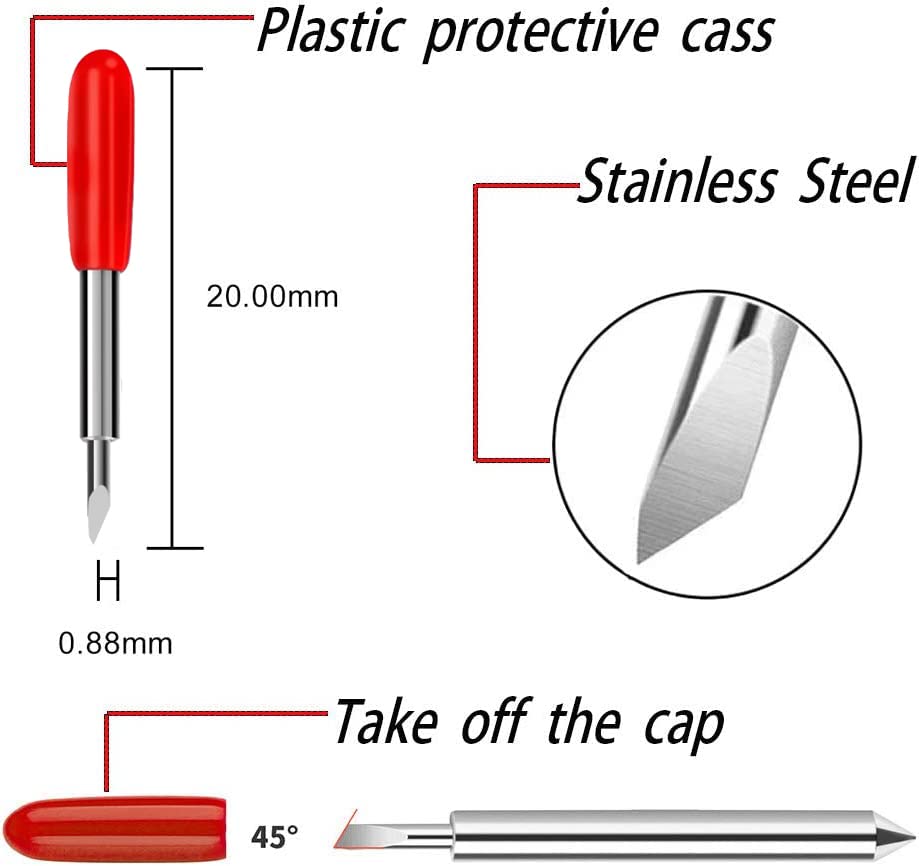 30 Pcs 45 Degree Standard Cutting Blades, Replacement Blades Compatibility with Explore Air 2/Air 3 /Maker/Maker 3/Expression for Most Vinyl Fabric Cutting