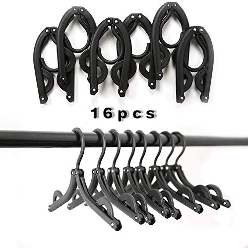 mubgo Folding Hangers Folding Hanger Rack Multifunctional Portable Travel Hanger Travel Outdoor Household Wardrobe Storage Rack Black 16pcs