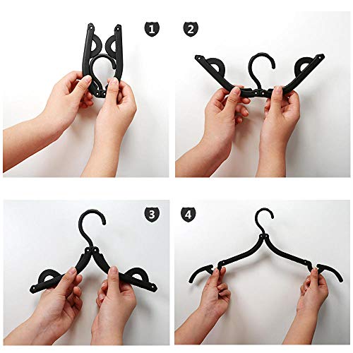 mubgo Folding Hangers Folding Hanger Rack Multifunctional Portable Travel Hanger Travel Outdoor Household Wardrobe Storage Rack Black 16pcs