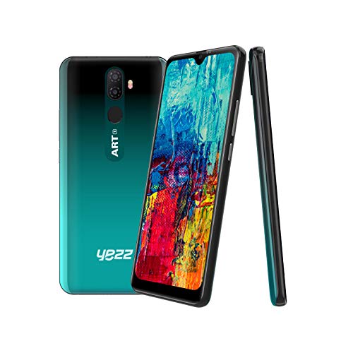 Yezz Art 1 Ocean Green – Unlocked Smartphone – 6.1 HD+ Screen – 32GB + 3GB, Android 10, 1 Year Warranty