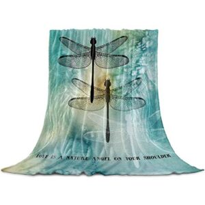 dragonfly throw blanket,flannel fleece blanket,soft cozy fuzzy comfy warm cute lightweight blanket for women adult girl,kid,baby-decor gift-dragon fly microfiber nap blanket for couch,bed,sofa-60"x50"