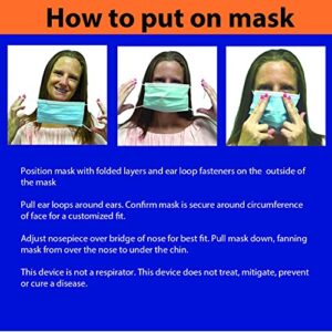 MADE IN USA, ASTM level 3, Disposable Face Mask, 3 layer, Nose Pin, Ear loops, For Men, Women & Children, Breathable, soft, hypoallergenic