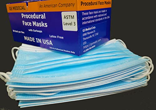 MADE IN USA, ASTM level 3, Disposable Face Mask, 3 layer, Nose Pin, Ear loops, For Men, Women & Children, Breathable, soft, hypoallergenic