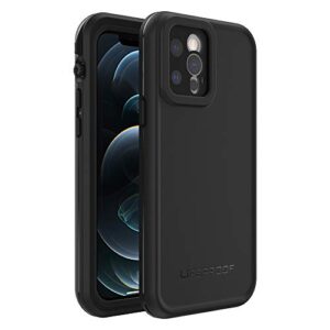 iphone 12 pro case, lifeproof, frĒ series, waterproof ip68, built-in screen protector, port cover protection, snaps to magsafe - black