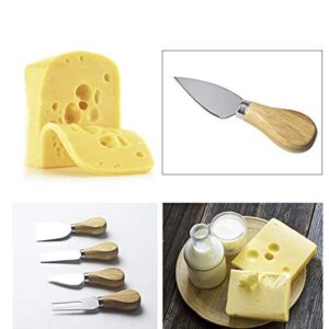WOIWO Stainless Steel Cheese Knife Cheese Wooden Handle Cream Knife Pizza Knife Baking Kit Cheese 4-Piece Set