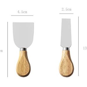 WOIWO Stainless Steel Cheese Knife Cheese Wooden Handle Cream Knife Pizza Knife Baking Kit Cheese 4-Piece Set