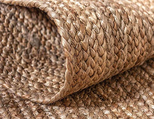 The Knitted Co. 100% Jute Area Rug Approx 4 Feet - Braided Design Hand Woven Natural Carpet - Home Decor for Living Room Hallways - Round Natural Fibers