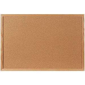cork board with oak frame, 3' x 2', brown, 1/each
