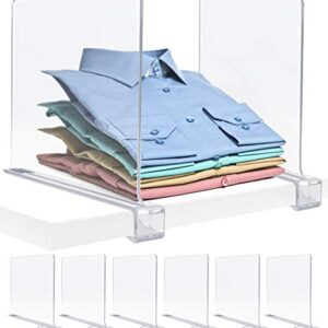 Sorbus 6 Acrylic Shelf Dividers for Shelves, Great Organizer for Clothes, Linens, Purse Separators, Versatile for Closets, Kitchen Cabinets, Bedroom (6-Pack)