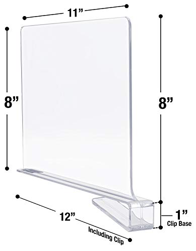 Sorbus 6 Acrylic Shelf Dividers for Shelves, Great Organizer for Clothes, Linens, Purse Separators, Versatile for Closets, Kitchen Cabinets, Bedroom (6-Pack)